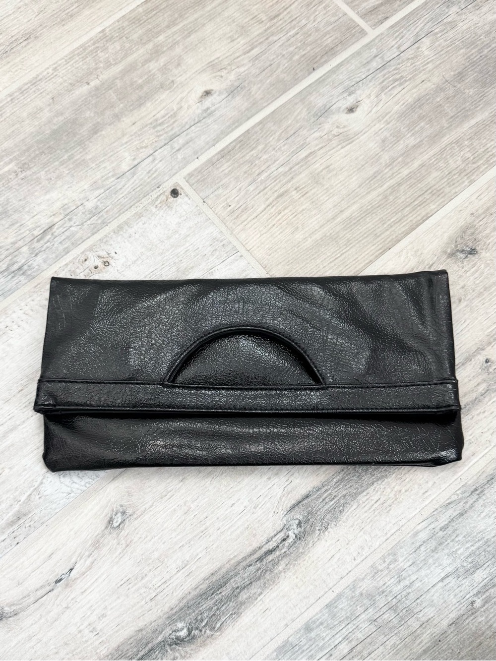 Black Fold Over Clutch Handbag